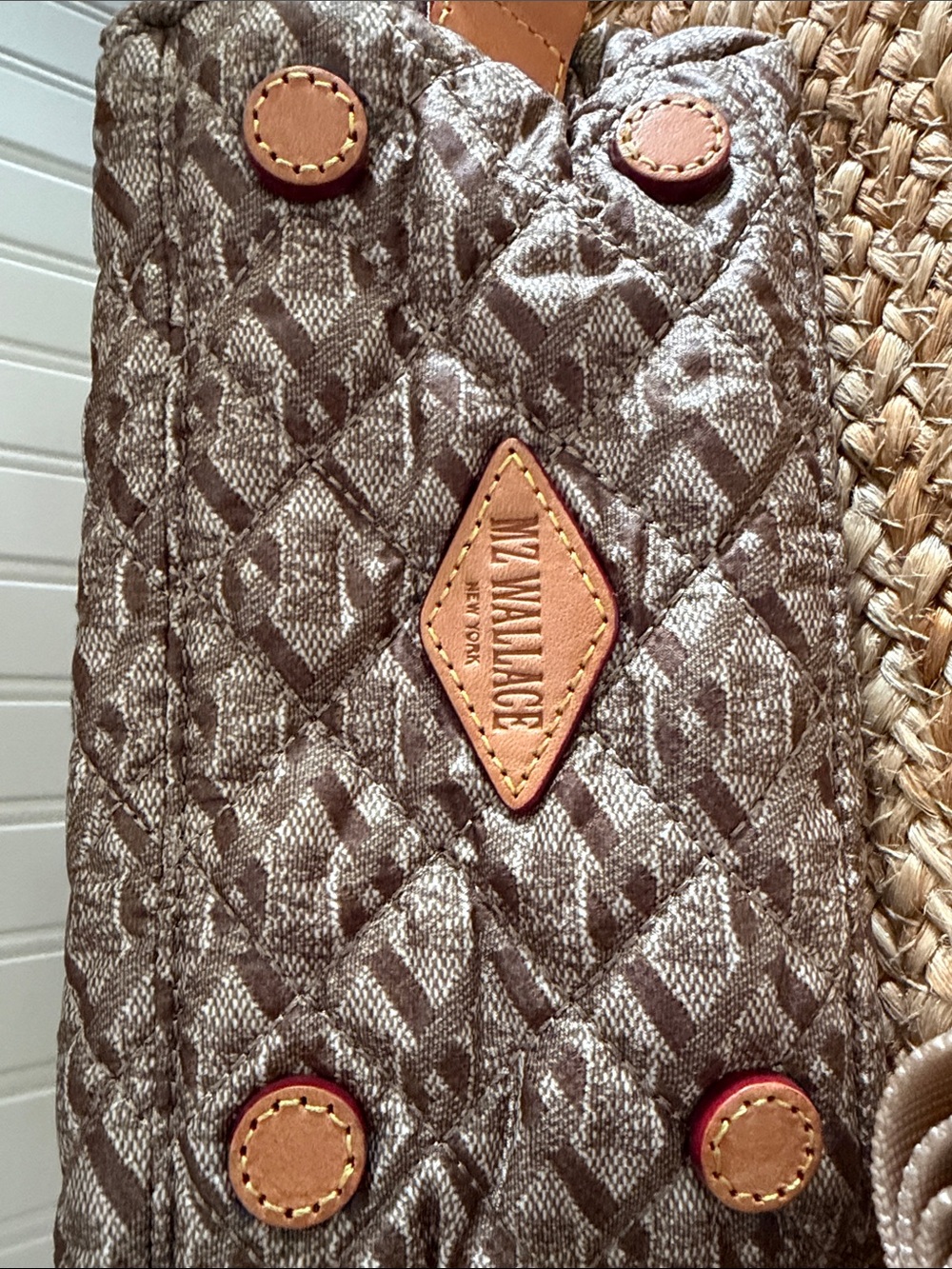 MZ Wallace Logo Brown luggage look Print Quilted Micro Sutton - Picture 7 of 9